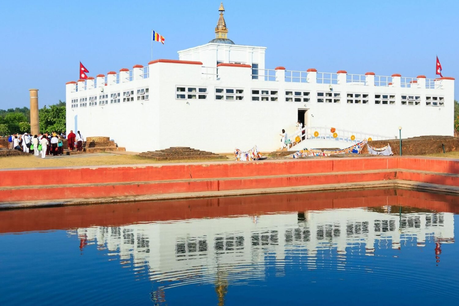 Lumbini 'Buddha's birth location temple' & the sacred pond